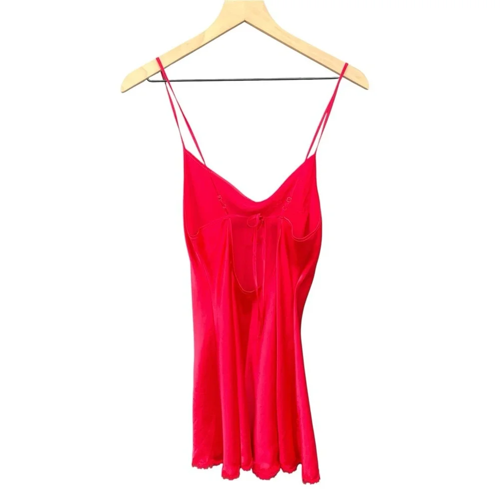 Victoria's Secret Vintage Y2K Red Lace Slip Dress Chemise Nightgown Size S